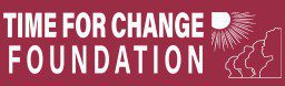 Time for Change Foundation logo, red background.