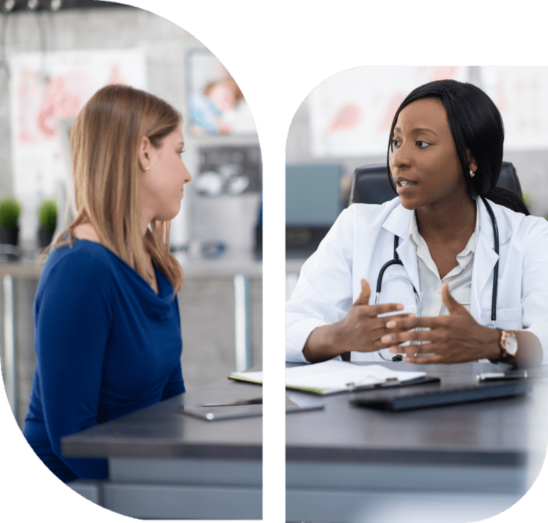 Doctor and patient in a medical consultation.